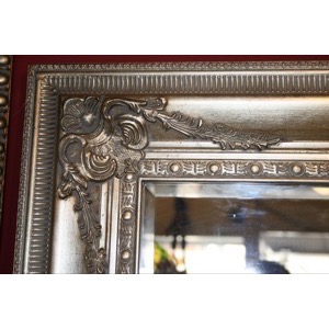 Sølv spejl facetslebet barok 87x147cm tæt på - Se flere Sølvspejle